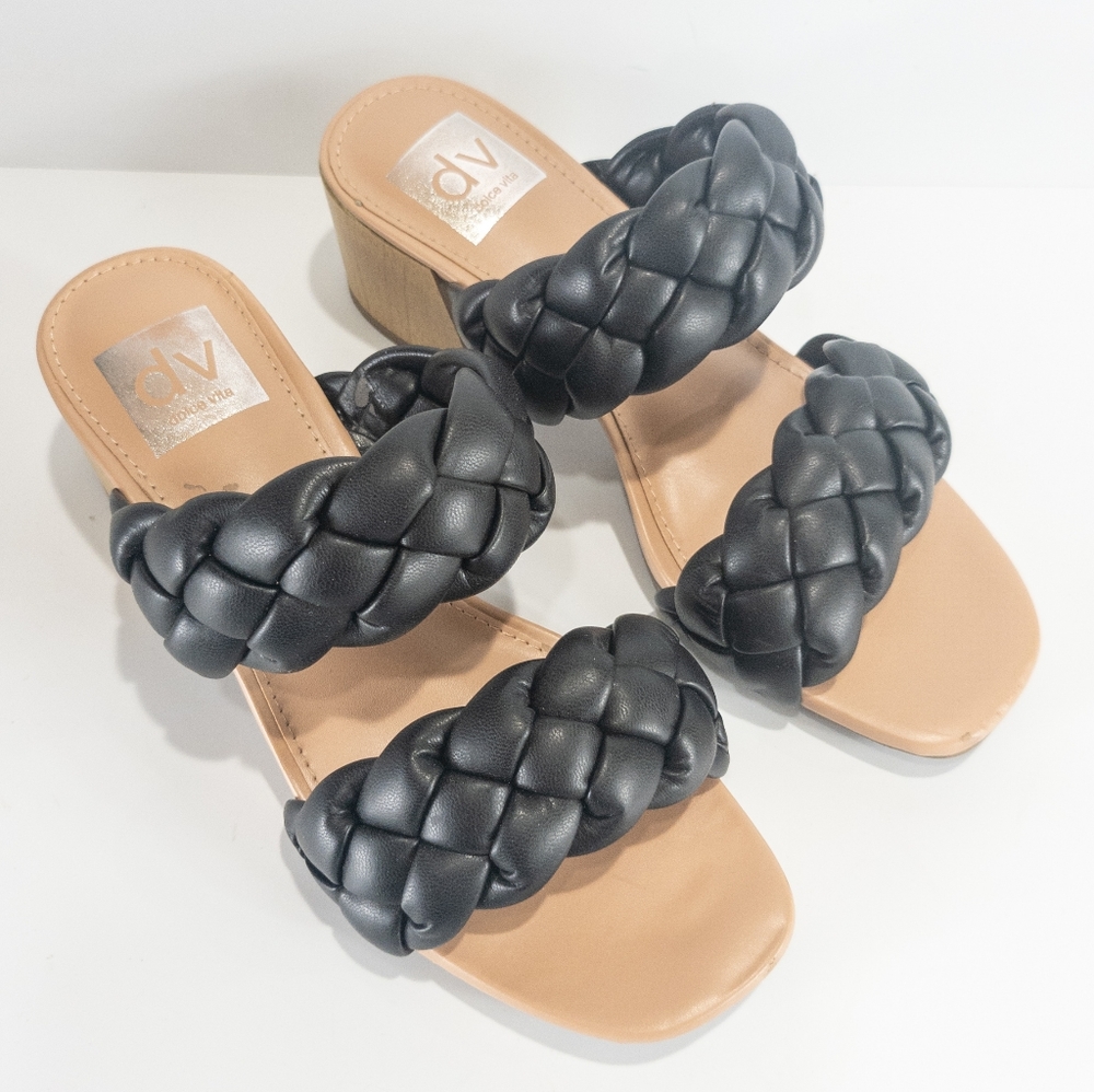 DV Dolce Vita Stacey Plush Braided Sandals Black -5.5 - Picture 4 of 6